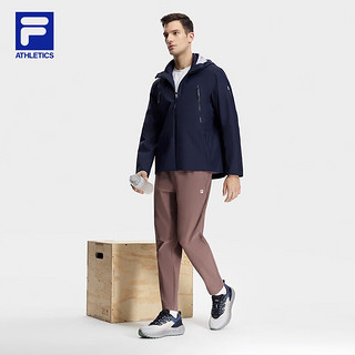 FILA 斐乐 男士上衣两件套简约运动外套连帽男装 RD宝蓝-NV 190/108A/XXXL