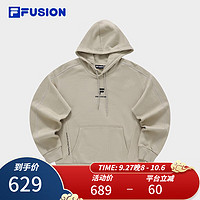 FILA FUSION斐乐潮牌男子针织连帽上衣时尚纯棉卫衣 麂皮-BG 180/100A/XL