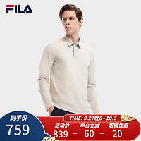 斐乐（FILA） 男子针织长袖POLO衫简约商务休闲上衣 雾土灰-GY 180/100A/XL