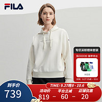 斐乐（FILA） 斐乐女子针织连帽上衣2023冬简约时尚宽松休闲卫衣 蒸汽白-IV 165/84A/M