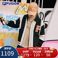 斐乐（FILA） FUSION潮牌男子梭织外套时尚拼色翻领上衣 正黑色-BK 180/100A/XL