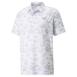 彪马（PUMA）高尔夫服装 Cloudspun Mowers男士短袖T恤休闲舒适Polo衫 53216203 白色/蓝色 XS
