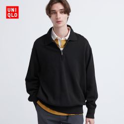 优衣库 男装女装半拉链卫衣(毛圈布风格运动衫上衣秋装)463644