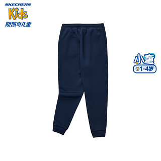 Skechers斯凯奇裤子暖绒科技儿童加绒长裤冬保暖小童服L423B022 藏青色/002Z 130cm