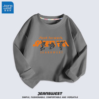 真维斯(Jeanswest)男童t恤长袖秋款上衣中大童圆领洋气纯棉秋衣打底衫国潮风童装 石墨灰 字母滑板 160cm