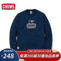 CHUMS洽洽鸟 日系潮牌户外休闲运动卫衣男女款棉质简约上衣CH01-2302 2303蓝色N092 XL