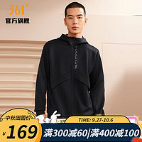 361°361度运动外套男针织外套常规舒适上衣 级黑 3XL