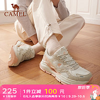 骆驼（CAMEL）休闲鞋男户外出行舒适运动慢跑鞋防滑耐磨运动鞋 K23C097012，杏咖/粉，女 38