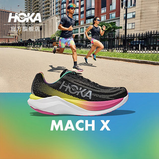 HOKA ONE ONE 男女鞋马赫X竞训公路跑步鞋Mach X速度回弹缓震透气 黑色 / 银色-女 36/220mm