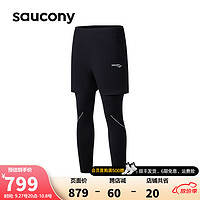 Saucony索康尼运动紧身裤男2023训练双层运动长裤男子跑步长裤 正黑色 3XL(190/96A)