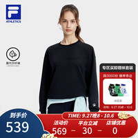 斐乐（FILA） 女子套头卫衣宽松休闲圆领长袖运动女装上衣 深黑-BK 155/76A/XS