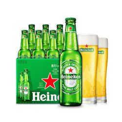 经典啤酒_heineken 喜力 经典啤酒330ml*9瓶 礼盒装(内含玻璃杯2个)多