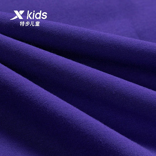 特步童装儿童运动休闲卫衣中大童男童百搭套头卫衣 正黑色/珍珠白/漩涡紫 130cm