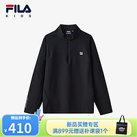 FILA 斐乐儿童舒适童装中大童男童休闲长袖运动T恤 深黑-BK 140