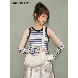 BAGSMART 新月包女腋下包通勤斜挎包单肩包女包2023新款小众月牙包 月光白