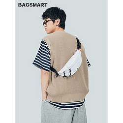 BAGSMART 休闲斜挎包新款男小包女潮牌男士包胸包男挎包男斜跨单肩包 白色