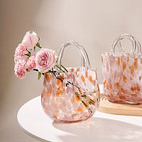 乐之沭 安琪设计--轻奢纹包包玻璃插花花瓶