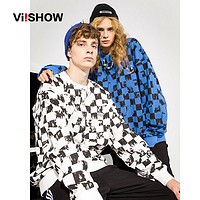 ViiSHOW 春秋新品卫衣男新品潮牌时尚流行帽衫圆领套头棋盘格上衣