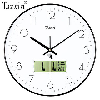 Tazxin 天极星 电波挂钟 黑框经典白底