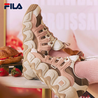 FILA 斐乐 可颂面包鞋运动鞋女2023冬休闲鞋老爹鞋 雾玫瑰/棕土色-MR 38.5