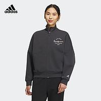 adidas阿迪达斯轻运动女装秋季宽松运动立领夹克外套IS7416 碳黑 A2XSS