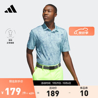 adidas阿迪达斯男装秋季印花高尔夫运动翻领短袖POLO衫HZ3189 蓝色 A/XL