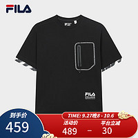 斐乐（FILA）  X MAGIC STICK男子针织短袖衫时尚纯棉T恤 正黑色-BK 170/92A/M