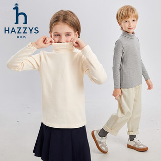 哈吉斯（HAZZYS）品牌童装男女童打底衫秋舒适弹力简约保暖针织打底衫 本白 105