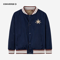 Converse 匡威童装男女童双面穿棒球夹克秋儿童复古老花外套潮 藏青蓝 110/52