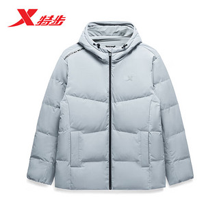 XTEP 特步 羽绒服男秋冬厚款防风外套877429190036 奶灰色 L