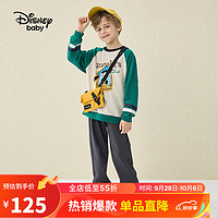 迪士尼（Disney）童装儿童男女童圆领长袖套装插肩运动两件套DB331TE02绿160