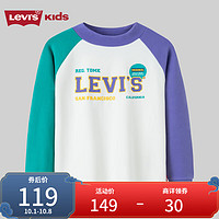 Levi's李维斯童装儿童长袖T恤男女童半高领打底衫鸳鸯袖上衣 糖果白 160/80(XL)
