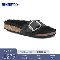 BIRKENSTOCK软木拖鞋女款时尚大巴扣毛毛鞋Madrid Big Buckle系列 1020136-黑色 36