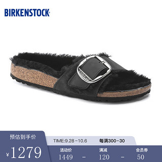 BIRKENSTOCK软木拖鞋女款时尚大巴扣毛毛鞋Madrid Big Buckle系列 1020136-黑色 36