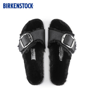 BIRKENSTOCK软木拖鞋女款时尚大巴扣毛毛鞋Madrid Big Buckle系列 1020136-黑色 36