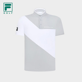 斐乐（FILA） 男子短袖POLO衫高尔夫运动立领针织上衣 雾灰蓝-LB 180/100A/XL