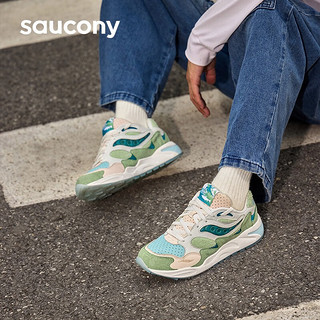 Saucony索康尼GRID SHADOW 2复古休闲鞋男女同款百搭运动鞋通勤鞋踏青鞋 绿白1 36 (220mm)