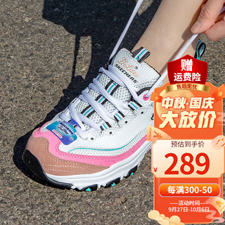 SKECHERS 斯凯奇 女鞋23新款潮流运动鞋糖果熊猫鞋冰淇淋鞋耐磨老爹鞋子厚底休闲鞋 WPKB/白/粉/蓝/37以上大半码 6/36/230