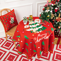 橙色回忆 圣诞棉麻桌布小圆桌盖布喜庆红色元旦新年气氛餐布北欧网红茶几布