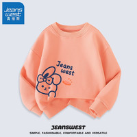 真维斯(Jeanswest)儿童卫衣秋款女童上衣小女孩秋季宽松休闲百搭风衣服 橘红 可爱兔左下 160
