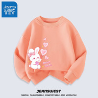 真维斯(Jeanswest)儿童卫衣秋款女童上衣小女孩秋季宽松休闲百搭风衣服 橘红 J泡泡兔左下 120