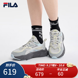 FILA 斐乐 官方火星鞋1S女鞋复古运动鞋2023夏季新款缓震回弹跑步鞋 南极灰/石块绿-AB 40