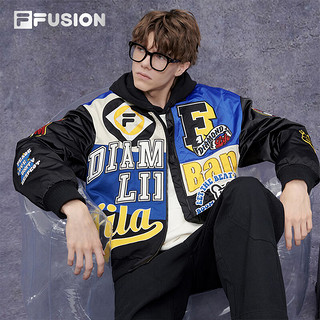 斐乐（FILA） FUSION斐乐潮牌棉服男时尚休闲宽松夹克棒球服 正黑色-BK 180/100A/XL