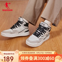 乔丹QIAODAN 男鞋高帮板鞋冬季保暖增高时尚运动休闲鞋 桦白色/浮石色 41