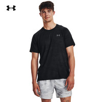安德玛 UNDERARMOUR)秋冬Streaker男子迷彩跑步运动短袖T恤1380775 黑色001 XXL