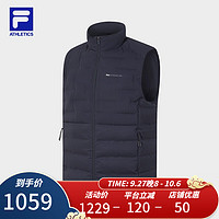 FILA 斐乐 男士羽绒马甲2023冬基础简约立领保暖上衣 RD宝蓝-NV 180/100A/XL