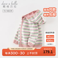 戴维贝拉（DAVE＆BELLA）儿童毛衣外套女童衣服连帽小童上衣宝宝外衣童装 彩色条纹 130cm（身高120-130cm）