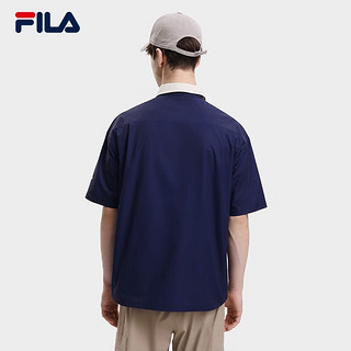 斐乐（FILA）男子短袖衬衫2023时尚休闲满印宽松梭织上衣网球菁质POLO 满印一-ZA 170/92A/M