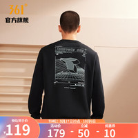 361°运动卫衣男套头卫衣常规舒适上衣 超级黑 2XL