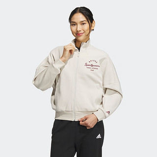 adidas阿迪达斯轻运动女装秋季宽松运动立领夹克外套IS7414 矾土棕 AX2XL